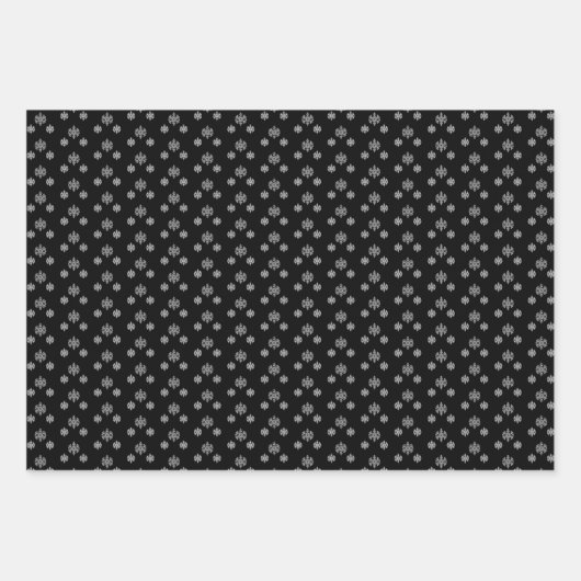 Graue Schneeflocken Geschenkpapier Set (Vorderseite)