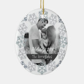 Graue Schneeflocken Holidays Keramik Ornament (Rechts)