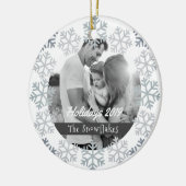 Graue Schneeflocken Holidays Keramik Ornament (Links)