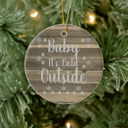 Graue Schneeflocken Keramik Ornament (Baum)