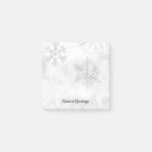 Graue Schneeflocken Snow Personal Post It Note Pad Post-it Klebezettel (Vorderseite)
