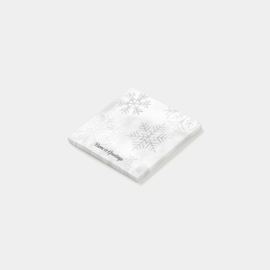 Graue Schneeflocken Snow Personal Post It Note Pad Post-it Klebezettel (angewinkelt)