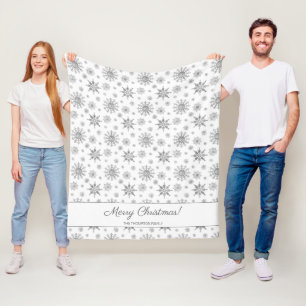 Graue Schneeflocken und benutzerdefinierter Famili Fleecedecke