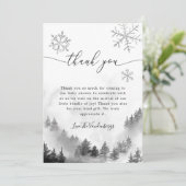 Graue Schneeflocken Winter Baby Dusche Dankeskarte (Stehend Vorderseite)