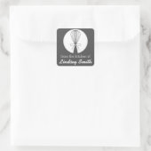 Graue Schnurrsilhouette Küchenetiketten Quadratischer Aufkleber (Tasche)