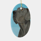 Graue schöne Deutsche Dogge auf Blau Keramik Ornament (Rechts)