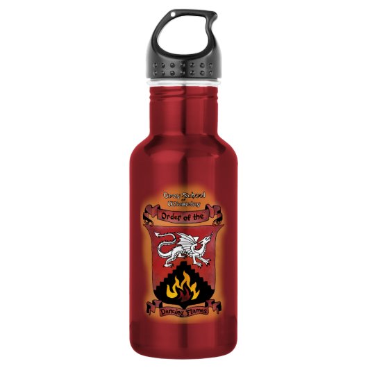 Graue Schule der Zauberei flammt Wasser-Flasche Edelstahlflasche (Vorderseite)