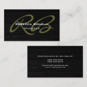 Graue Schwarz-Holz-Muster Monogram-Visitenkarte Visitenkarte (Vorne/Hinten)