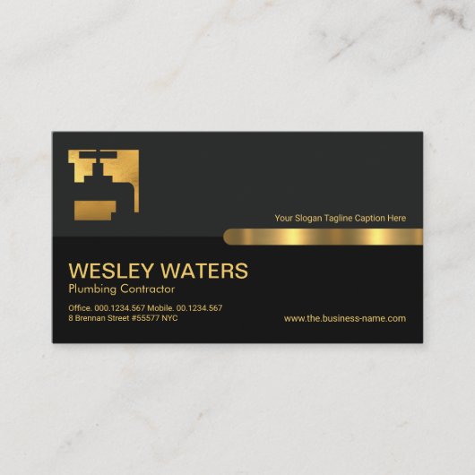 Graue Schwarz-Säulen-Gold-Wasserklemme Visitenkarte (Vorderseite)