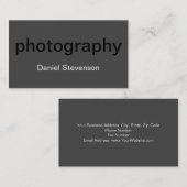 Graue Schwarz Standard Fotografy Business Card Visitenkarte (Vorne/Hinten)