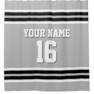 Graue Schwarz-weiß Stripes Sports Jersey Duschvorhang