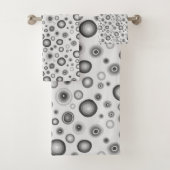 Graue Schwarz-weiße Bläschen Moderne Kreise Muster Badhandtuch Set (Insitu)