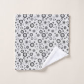Graue Schwarz-weiße Bläschen Moderne Kreise Muster Badhandtuch Set (Waschlappen)