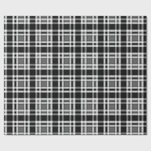 Graue Schwarz-weiße Flannel Kariertes Tartan Desig Geschenkpapier (Flach)