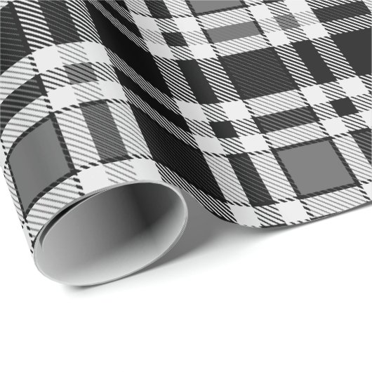 Graue Schwarz-weiße Flannel Kariertes Tartan Desig Geschenkpapier (Rolleneckpunkt)