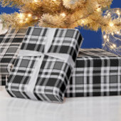 Graue Schwarz-weiße Flannel Kariertes Tartan Desig Geschenkpapier