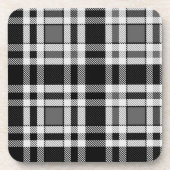 Graue Schwarz-weiße Flannel Kariertes Tartan Desig Getränkeuntersetzer (Vorderseite)