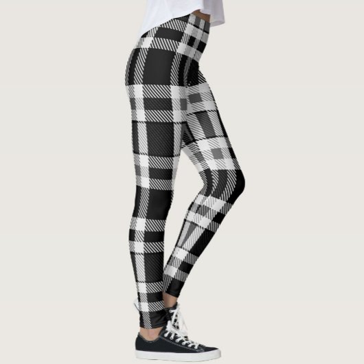 Graue Schwarz-weiße Flannel Kariertes Tartan Desig Leggings