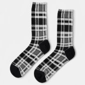 Graue Schwarz-weiße Flannel Kariertes Tartan Desig Socken (Linkes Detail)