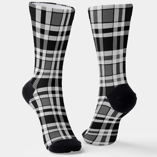 Graue Schwarz-weiße Flannel Kariertes Tartan Desig Socken