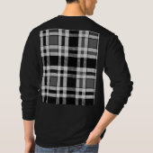 Graue Schwarz-weiße Flannel Kariertes Tartan Desig T-Shirt (Rückseite)