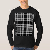 Graue Schwarz-weiße Flannel Kariertes Tartan Desig T-Shirt (Vorderseite)