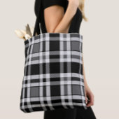 Graue Schwarz-weiße Flannel Kariertes Tartan Desig Tasche