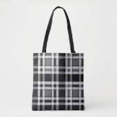Graue Schwarz-weiße Flannel Kariertes Tartan Desig Tasche (Vorderseite)