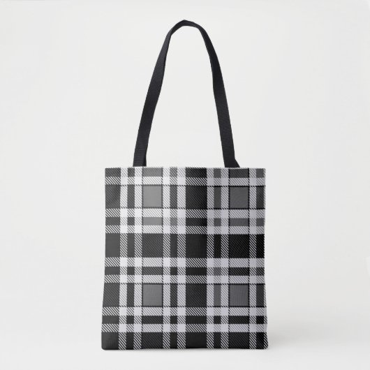 Graue Schwarz-weiße Flannel Kariertes Tartan Desig Tasche (Vorderseite)