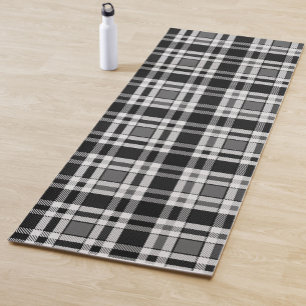 Graue Schwarz-weiße Flannel Kariertes Tartan Desig Yogamatte