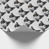 Graue Schwarz-weiße Kitty Cat Geschenkpapier (Ecke)