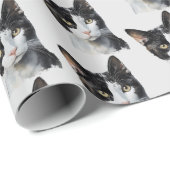 Graue Schwarz-weiße Kitty Cat Geschenkpapier (Rolleneckpunkt)