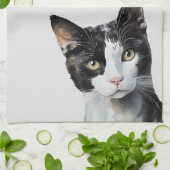 Graue Schwarz-weiße Kitty Cat Geschirrtuch (Gefaltet)