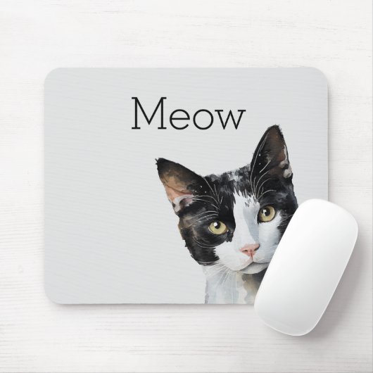 Graue Schwarz-weiße Kitty Cat Mousepad (Mit Mouse)