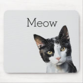 Graue Schwarz-weiße Kitty Cat Mousepad (Vorne)