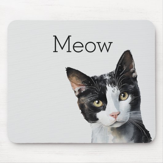Graue Schwarz-weiße Kitty Cat Mousepad (Vorne)