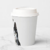 Graue Schwarz-weiße Kitty Cat Pappbecher (Links)