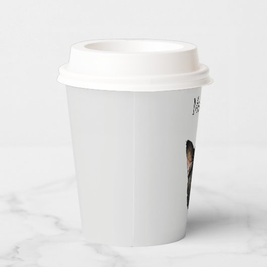 Graue Schwarz-weiße Kitty Cat Pappbecher (Rechts)