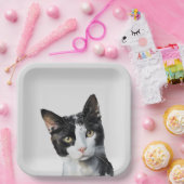 Graue Schwarz-weiße Kitty Cat Pappteller (Party)
