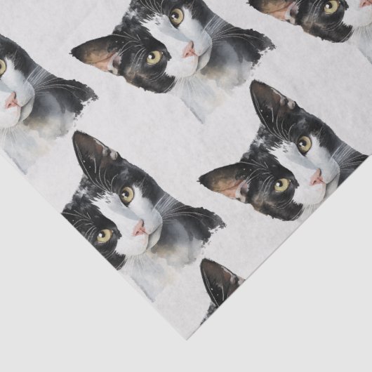 Graue Schwarz-weiße Kitty Cat Seidenpapier (Detail)