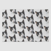 Graue Schwarz-weiße Kitty Cat Seidenpapier (Vorderseite)