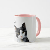 Graue Schwarz-weiße Kitty Cat Tasse (VorderseiteRechts)