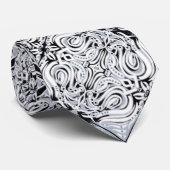 Graue Schwarz-weiße Kurve Abstrakt Wiederholungsmu Krawatte (Gerollt)