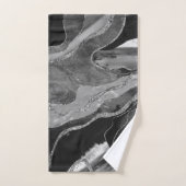 Graue Schwarz-weiße Marmorplatte Agate Silver Glit Badhandtuch Set (Handtuch)