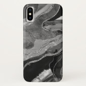 Graue Schwarz-weiße Marmorplatte Agate Silver Glit Case-Mate iPhone Hülle (Rückseite)
