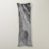 Graue Schwarz-weiße Marmorplatte Agate Silver Glit Seitenschläferkissen (Rückseite (Vertikal))