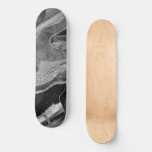 Graue Schwarz-weiße Marmorplatte Agate Silver Glit Skateboard (Vorderseite)