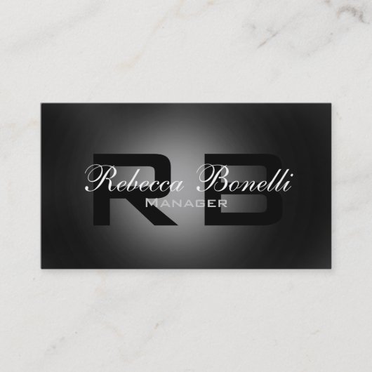 Graue Schwarz-weiße Monogram Consultant-Visitenkar Visitenkarte (Vorderseite)