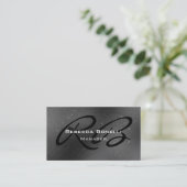 Graue Schwarz-weiße Monogram Manager-Visitenkarte Visitenkarte (Stehend Vorderseite)