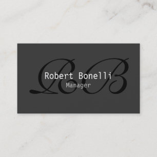 Graue Schwarz-weiße Monogram Manager-Visitenkarte Visitenkarte